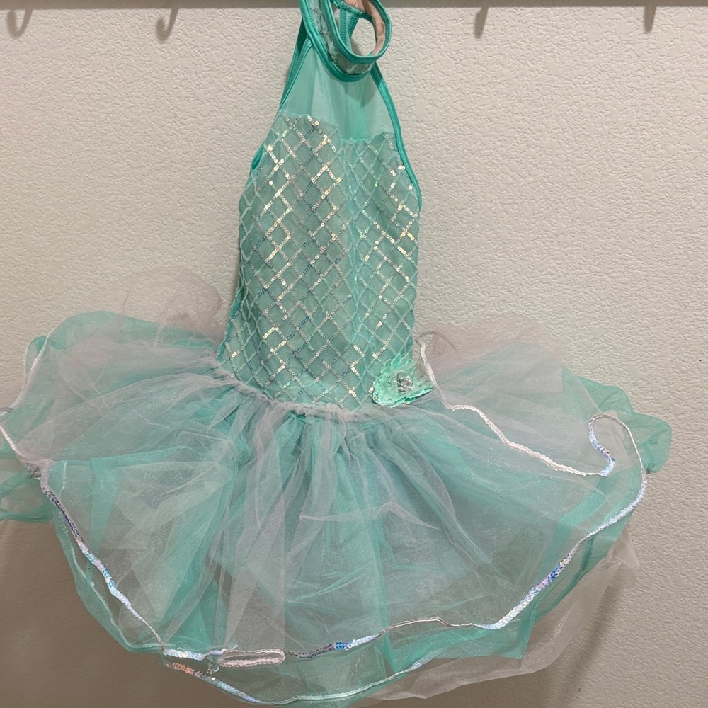 Weissman Teal and Silver Kids Dance Costume
